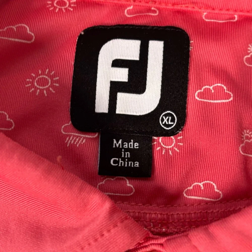 FootJoy Mens XL Pink Could Pattern Golf Polo Lake Winnipesaukee Golf Club Shirt